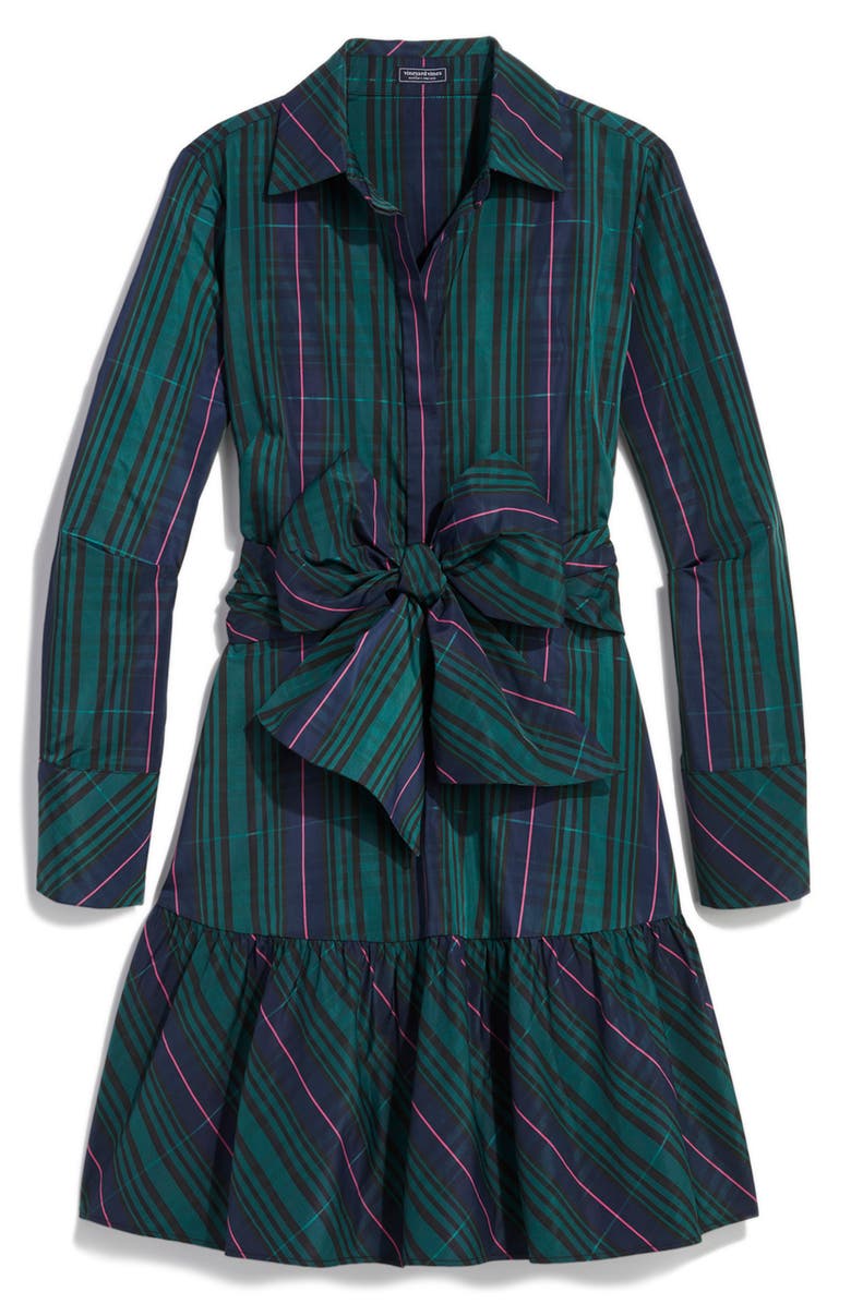 vineyard vines Black Watch Tartan Long Sleeve Taffeta Shirtdress, Alternate, color,