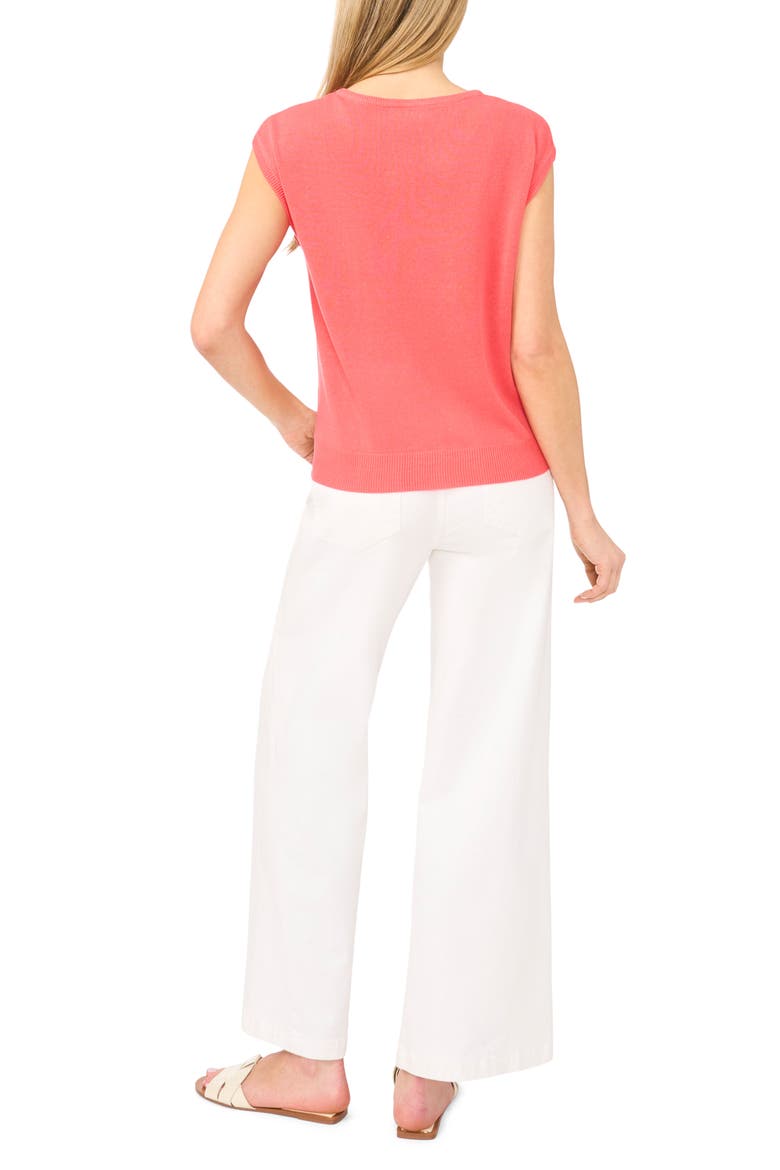 V-Neck Cap Sleeve Sweater Vest, Alternate, color, CALYPSO CORAL