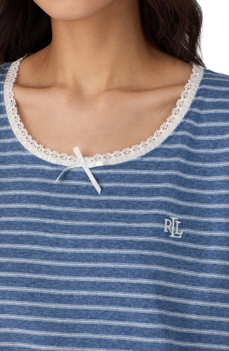 Lauren Ralph Lauren Monogram Short Sleeve Nightgown, Alternate, color, 