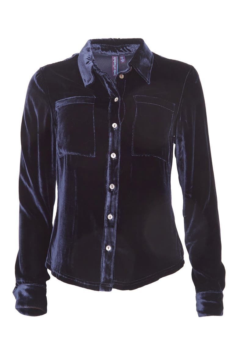 Sylvia Velvet Shirt, Alternate, color, Navy Velvet