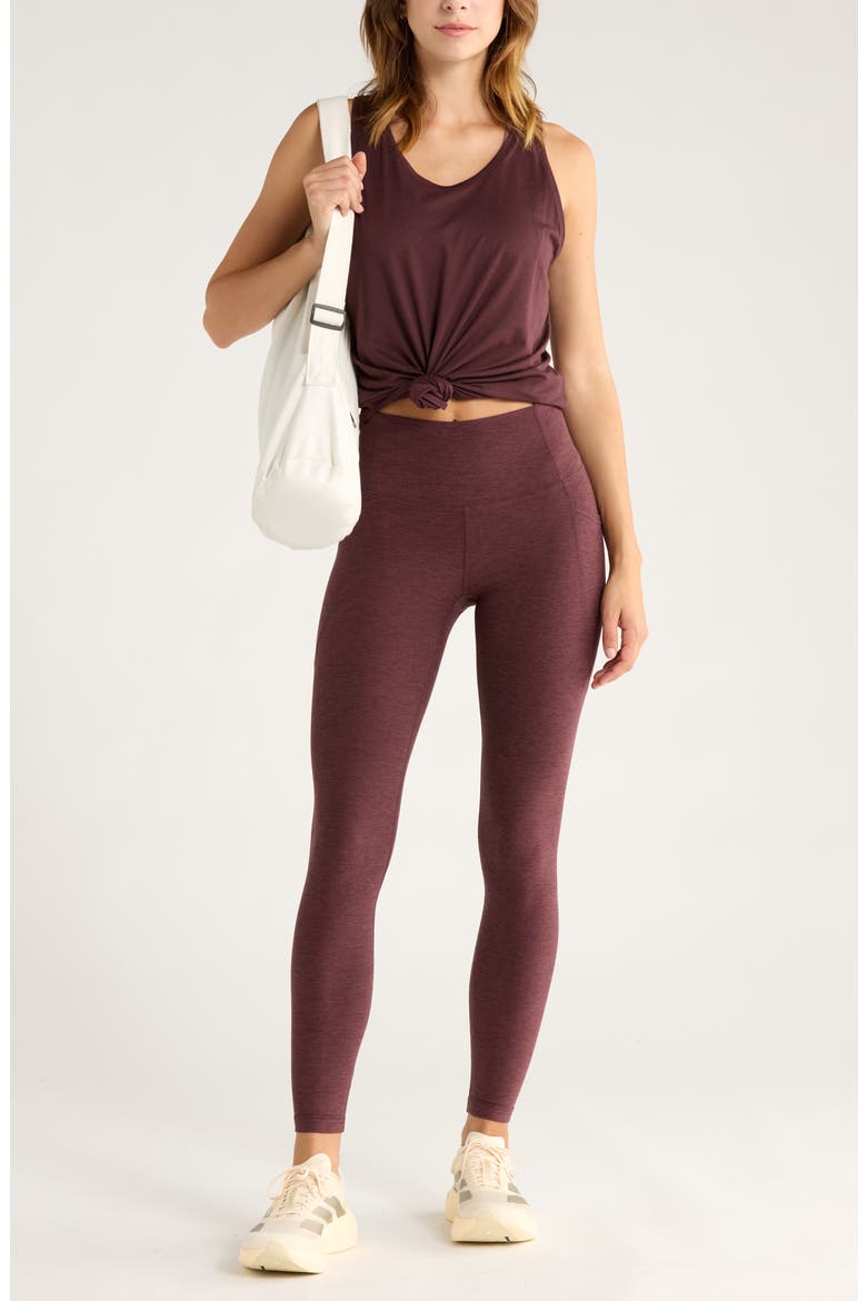 Renew High Waist Pocket Leggings, Alternate, color, BURGUNDY FUDGE MELANGE