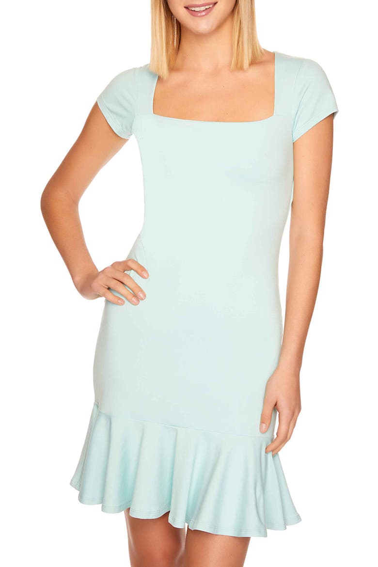 Square Neck Ruffle A-Line Dress, Alternate, color, BREATHE