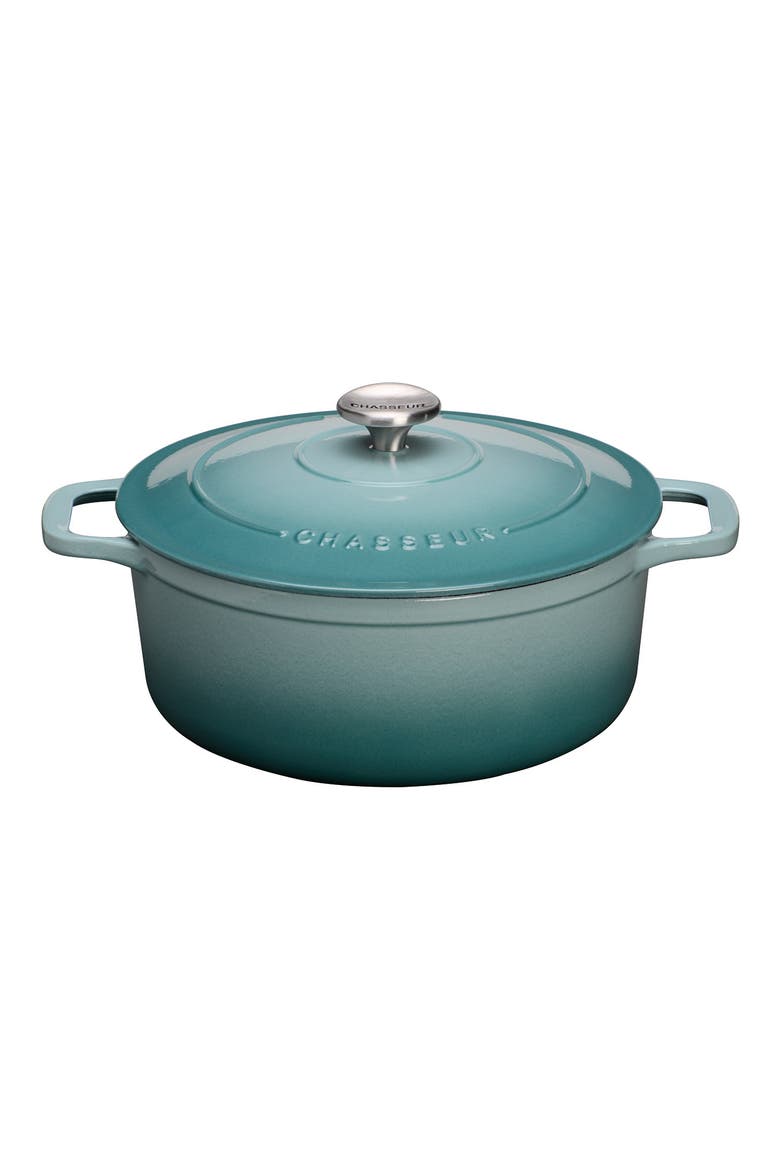 French Enameled Cast Iron Round Dutch Oven - 4.2-quart - Quartz Blue., Main, color, QUARTZ BLUE