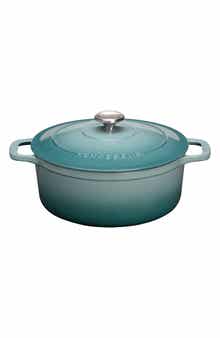 CHASSEUR French Enameled Cast Iron Round Dutch Oven - 4.2-quart - Quartz Blue.