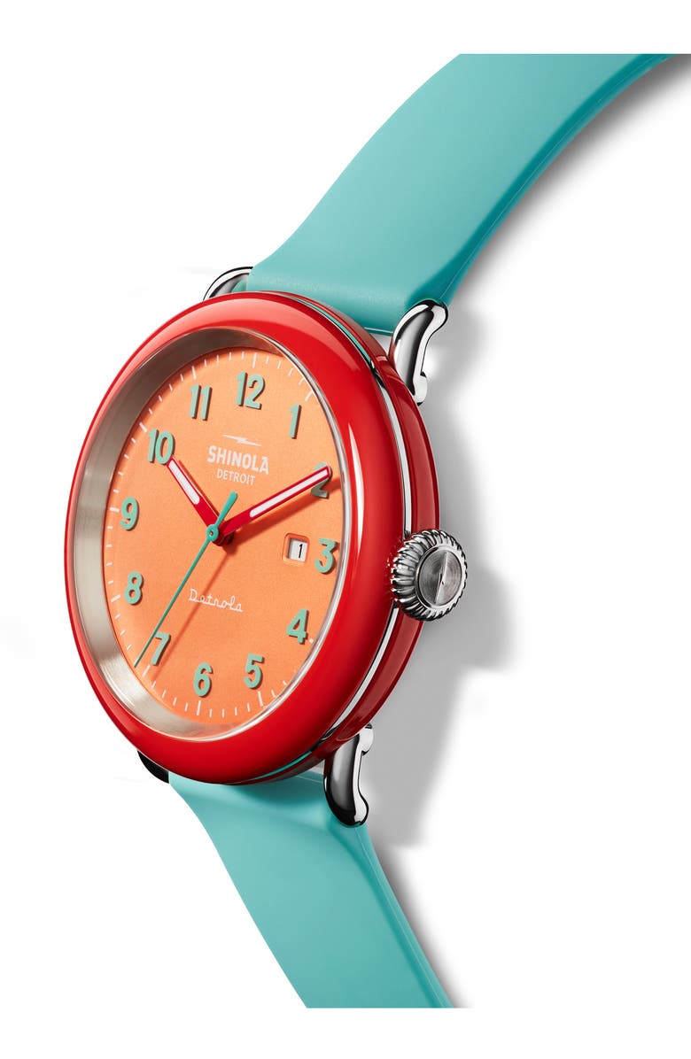 Shinola Detrola Silly Putty Silicone Strap Watch, 43mm, Alternate, color,