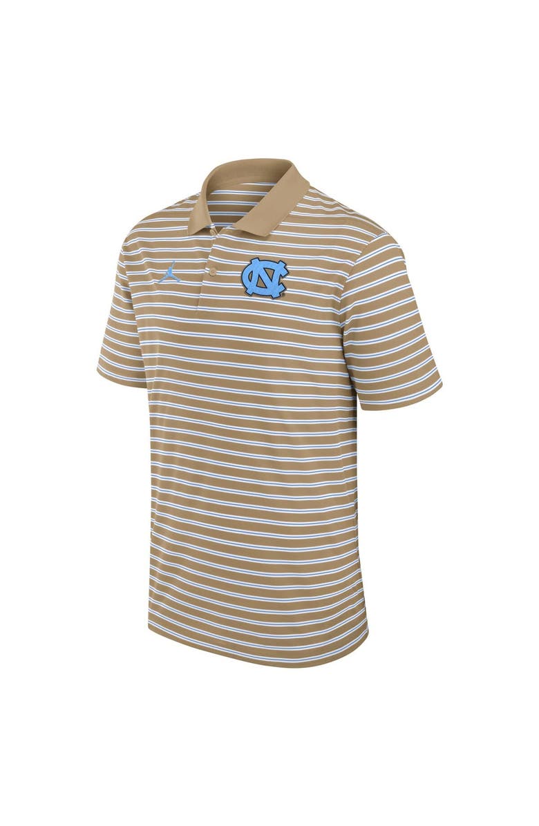 Jordan Brand Men's Jordan Brand Tan/White North Carolina Tar Heels Primetime Victory Striped Polo, Alternate, color, Tan