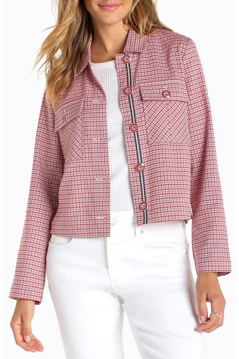 Tattersall Plaid Jacket, Main, color, CHERRY RED TATT PLAID