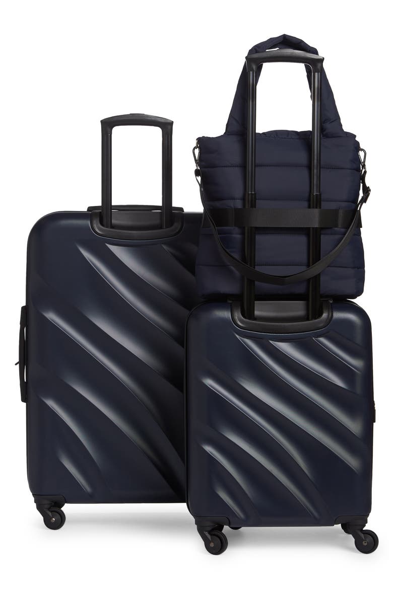 3-Piece Puffer Bag & Spinner Luggage Set, Alternate, color, NAVY