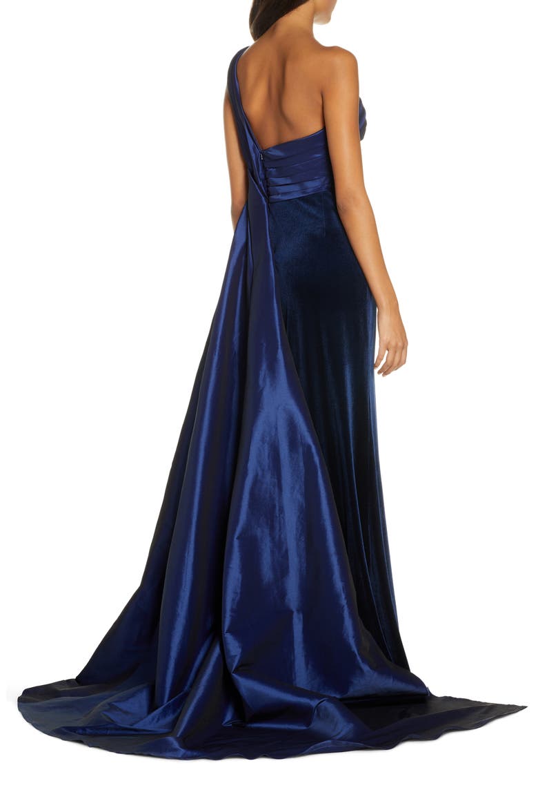One-Shoulder Tafetta Ballgown, Alternate, color, NAVY
