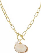Adornia Freshwater Pearl & Shell Toggle Pendant Necklace
