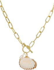 Adornia Freshwater Pearl & Shell Toggle Pendant Necklace