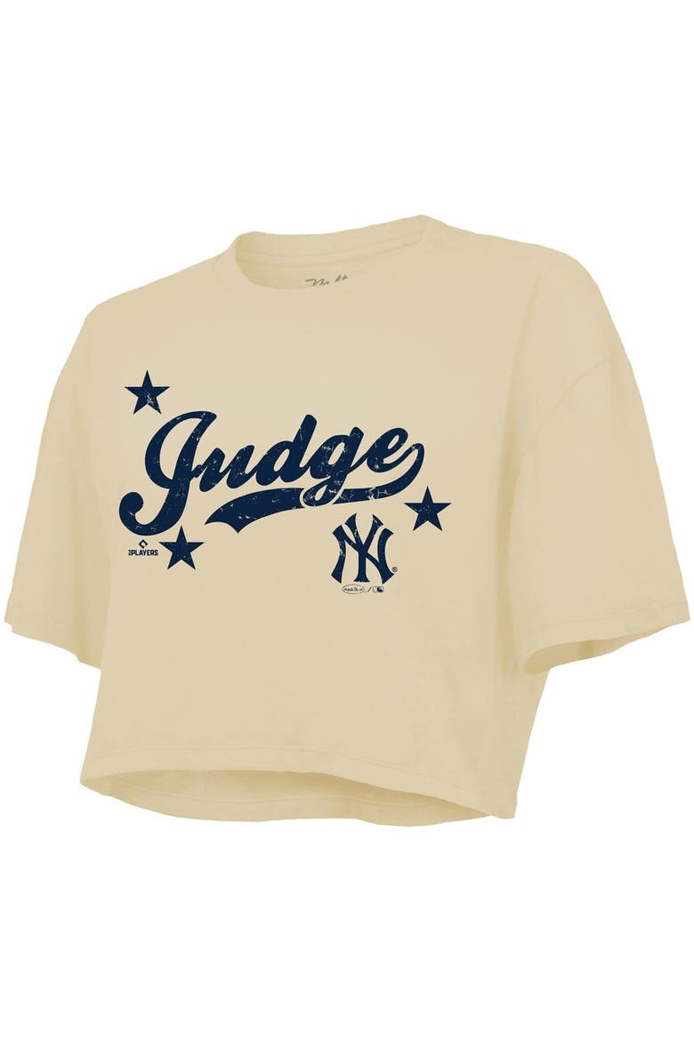 Women's Majestic Threads Aaron Judge Cream New York Yankees Boxy Crop Top, Alternate, color, Cream