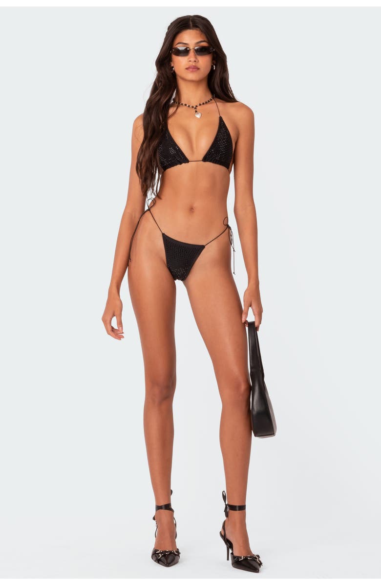 EDIKTED Shimmer Rhinestone Bikini Top, Alternate, color,