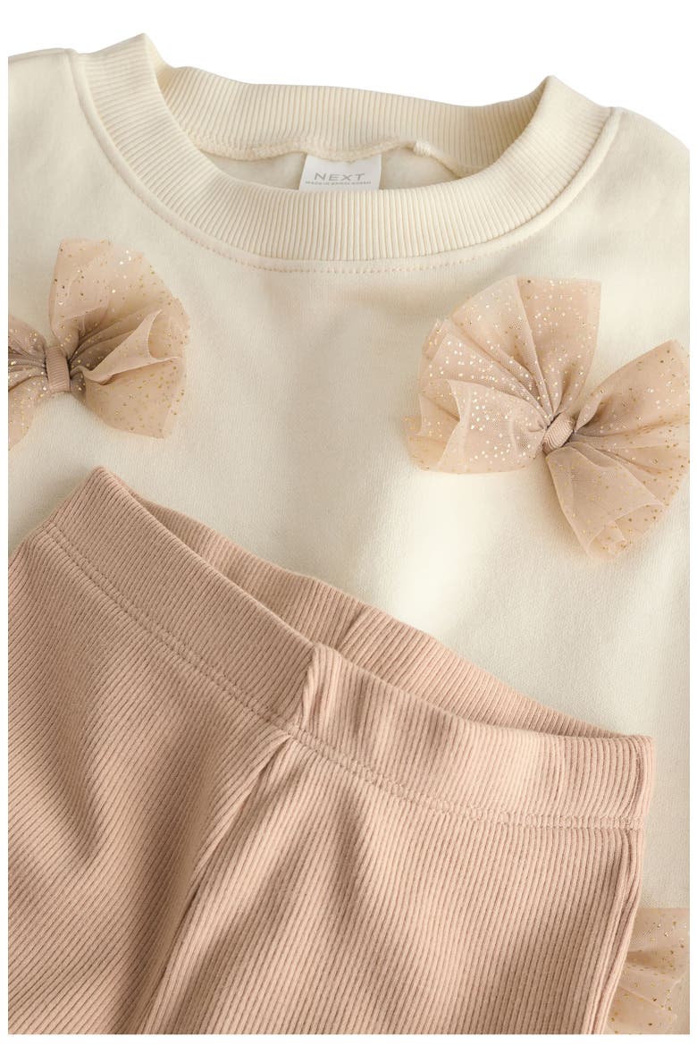 Kids' Bow Sweatshirt & Flare Leggings Set, Alternate, color, CREAM