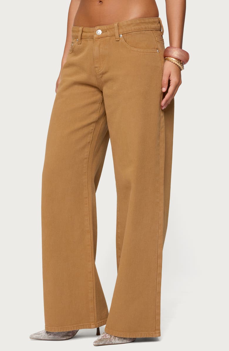 EDIKTED Roman Slouchy Low Rise Wide Leg Jeans, Alternate, color, Camel