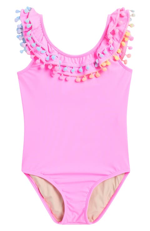 Kids' Ruffle Pompom One-Piece Swimsuit (Little Kid & Big Kid)