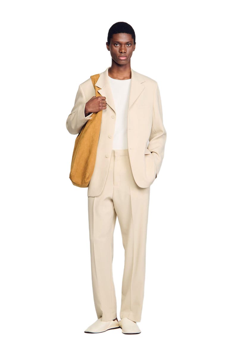 SANDRO Oversized wool suit jacket, Alternate, color, 