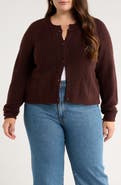 Treasure & Bond Rolled Crewneck Cardigan