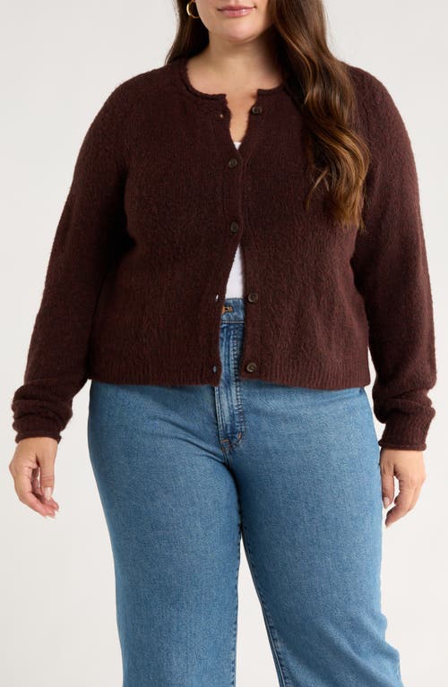 Treasure & Bond Rolled Crewneck Cardigan In Brown