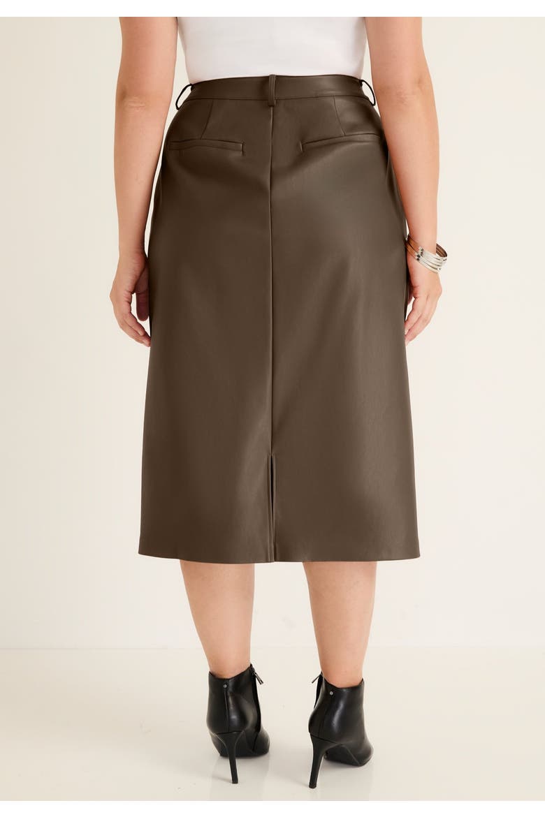 Faux Leather Skirt, Alternate, color, COCOA