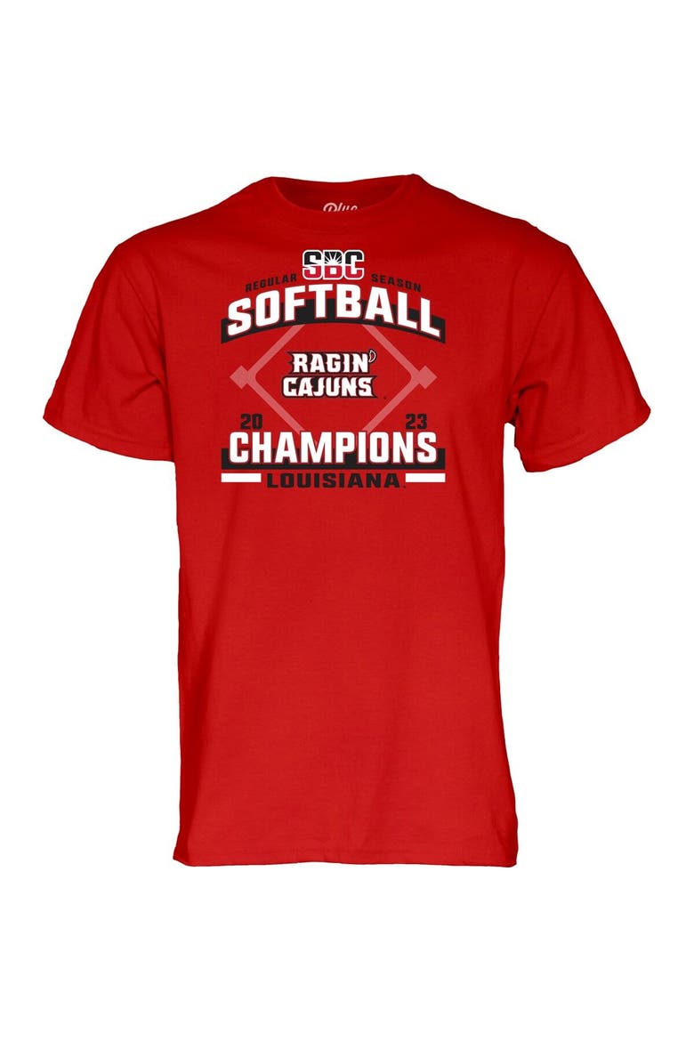 Cardinal Louisiana Ragin' Cajuns 2023 Sun Belt Softball Regular Season Champions T-Shirt, Alternate, color, Cardinal
