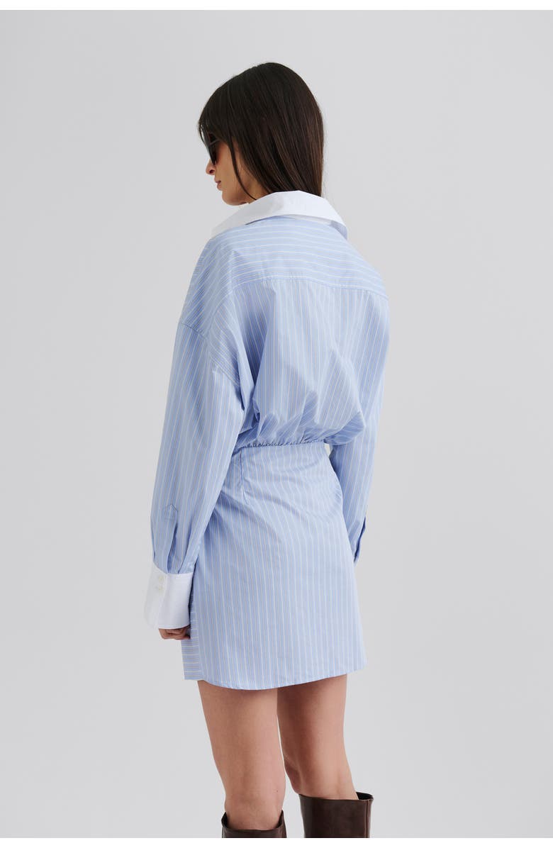 Malina Portea Wrapped Long Sleeve Shirt Dress, Alternate, color, Light Blue Stripe