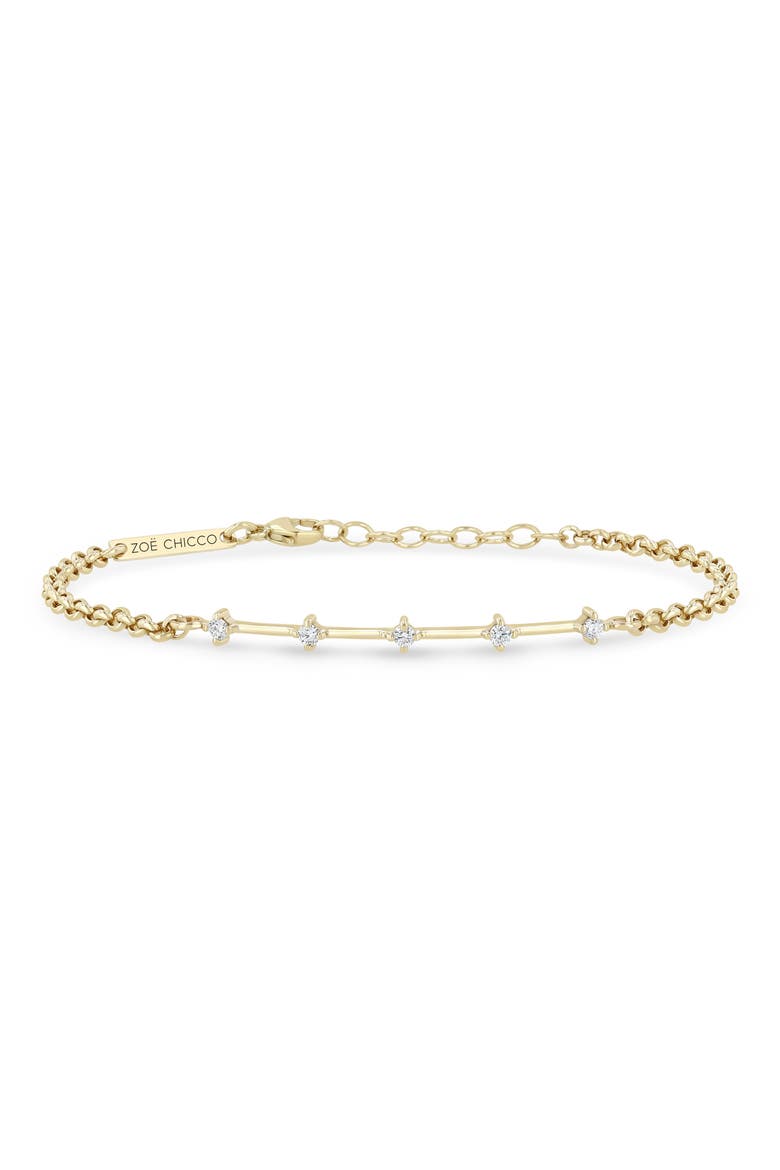 Prong Diamonds 14k Gold Diamond Dash Rolo Bracelet, Main, color, 14K YELLOW GOLD