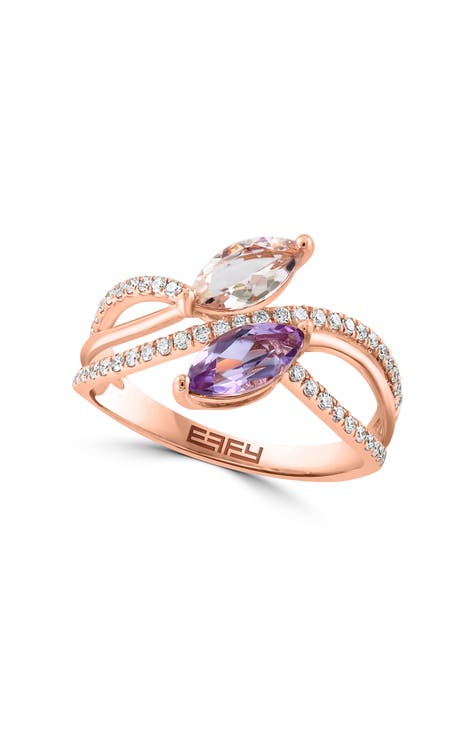 14K Rose Gold Morganite & Diamond Ring