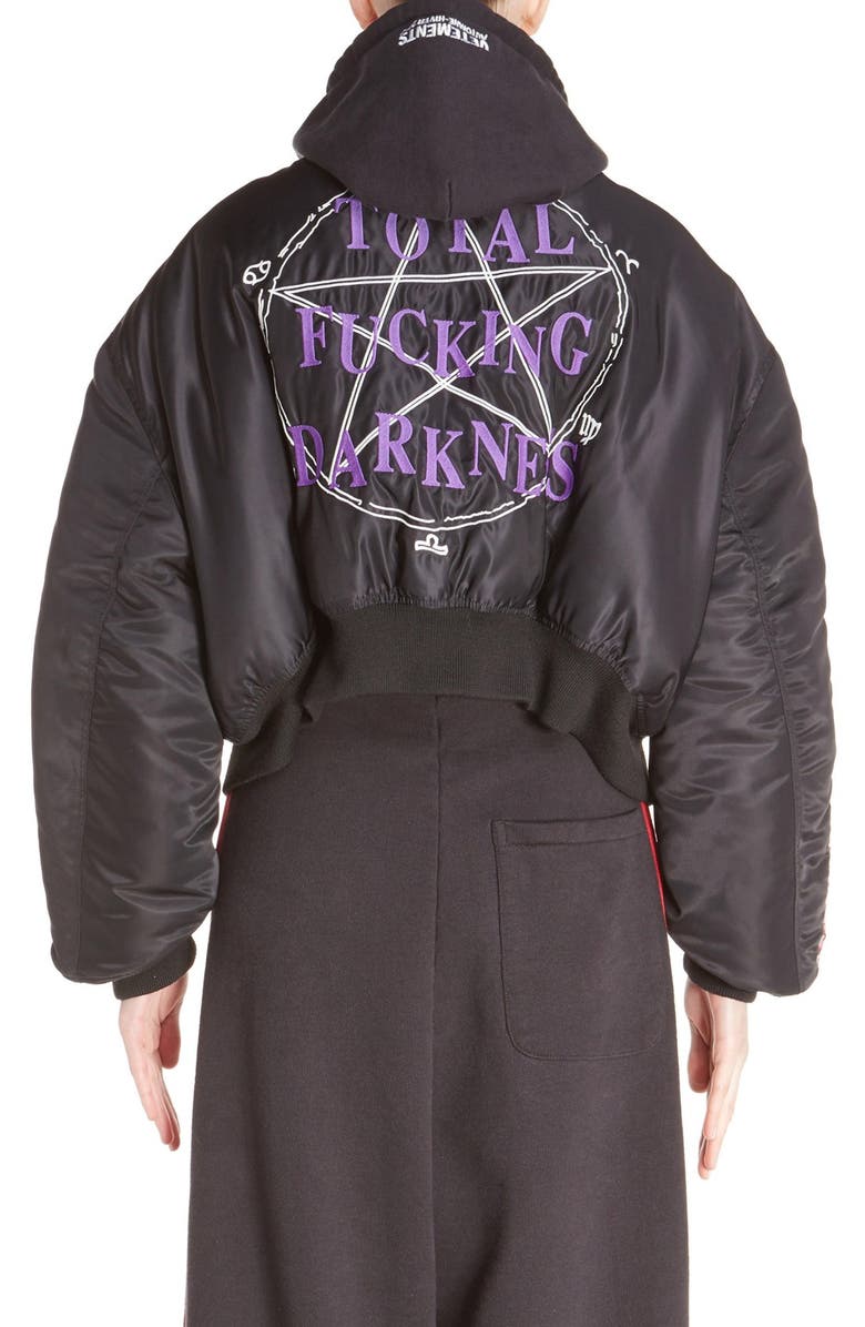 VETEMENTS Embroidered Bomber Jacket, Alternate, color, 