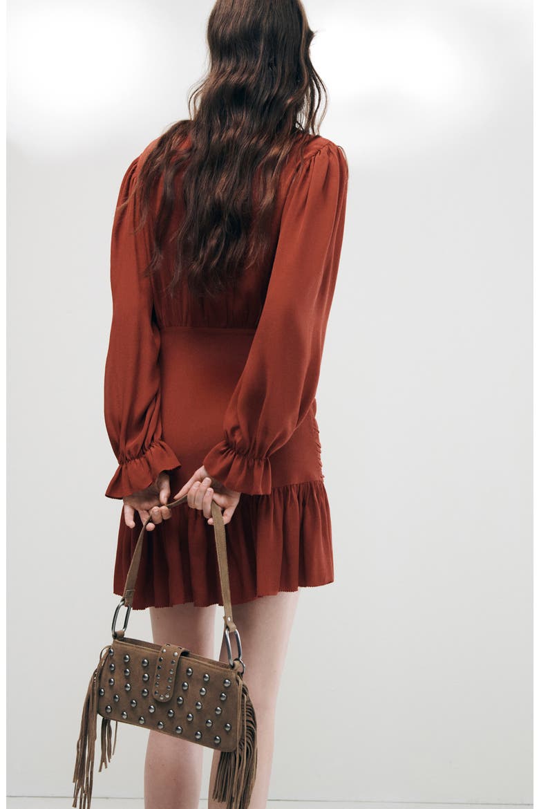 Draped Panel Chiffon Dress, Alternate, color, BURNT ORANGE