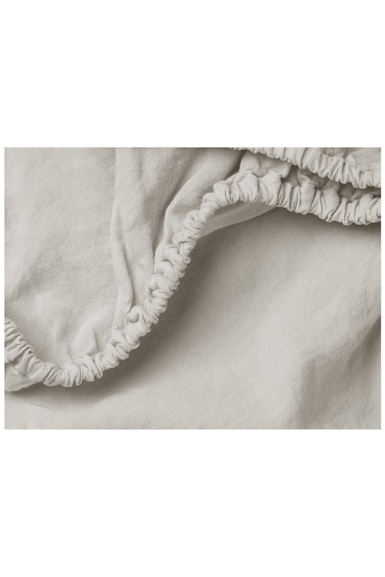 Linen Fitted Sheet, Alternate, color, BONE