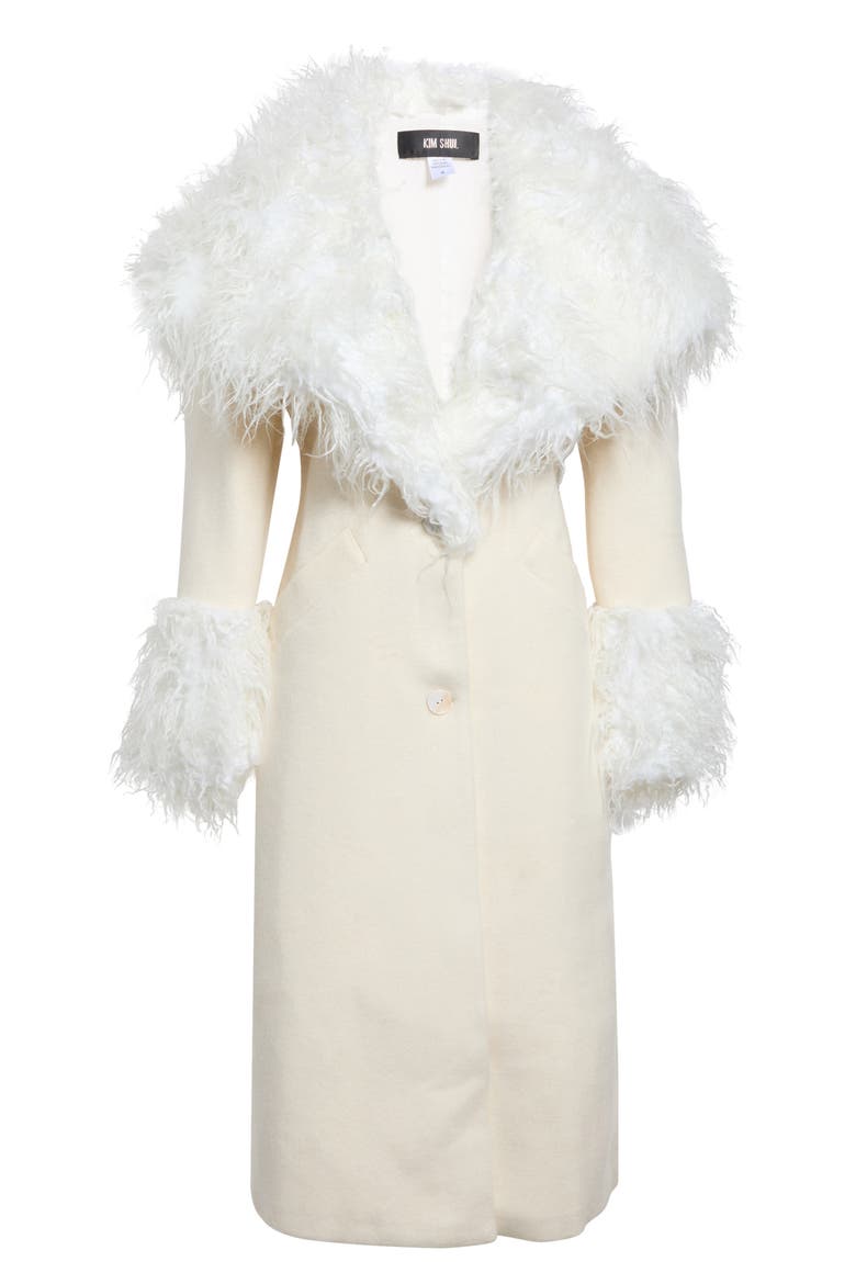 Yun Faux Fur Trim Coat, Main, color, IVORY