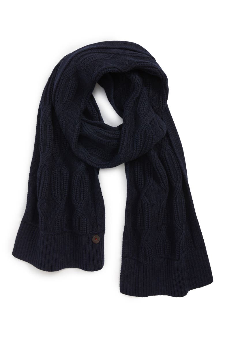 Cable Knit Scarf, Main, color, NAVY
