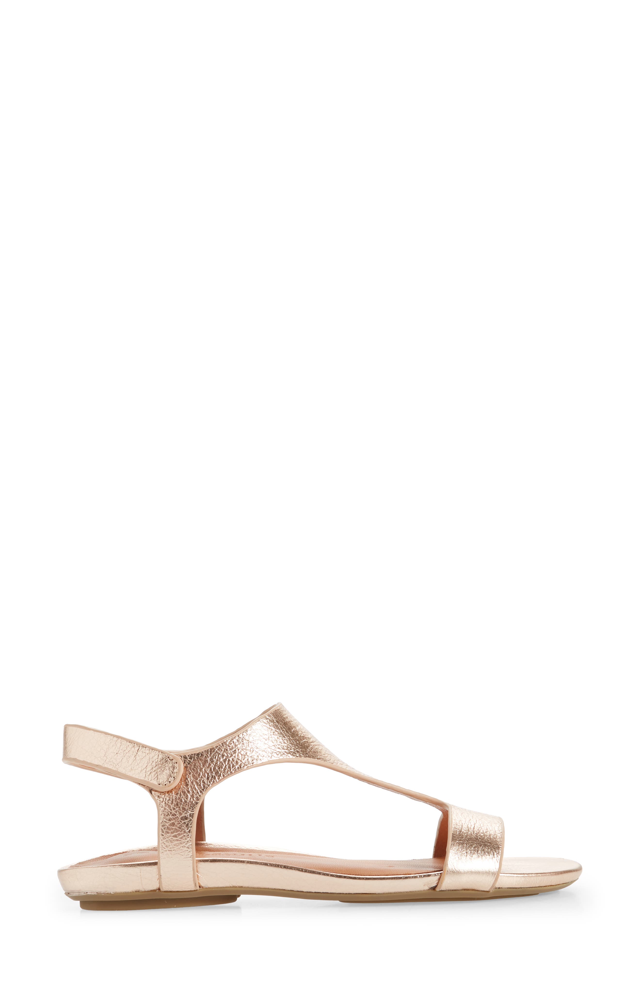 Signature Lark T-Strap Sandal, Alternate, color, ROSE GOLD METALLIC LEATHER