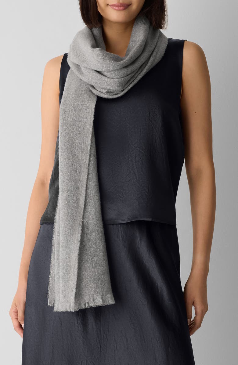 Eileen Fisher Wool Blend Shimmer Wrap, Alternate, color, Moon