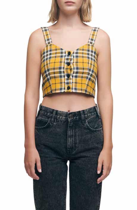 maje Loris Plaid Crop Top