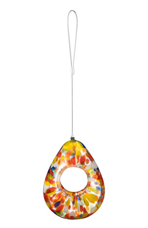 6.75"H Glass Water Drop Hanging Multi Dots Birdfeeder