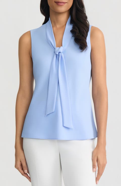 Sleeveless Tie Front Top (Regular & Petite)