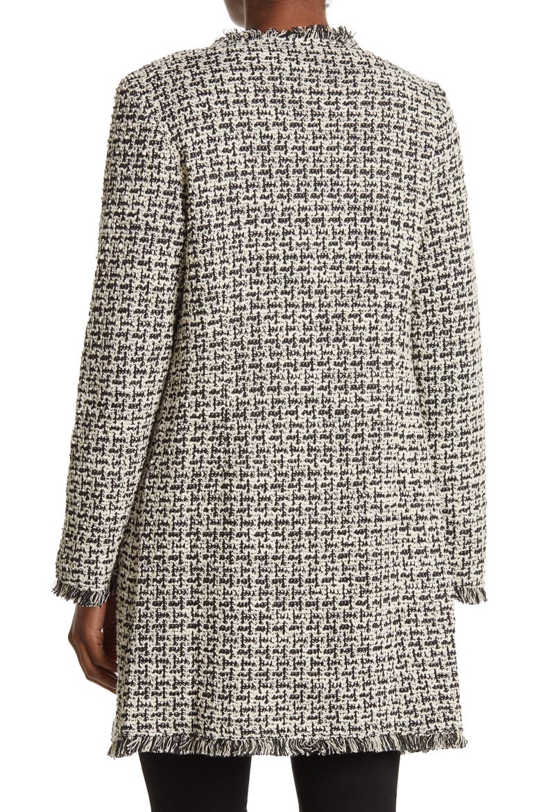 Boucle Knit Textured Fringe Trim Jacket, Alternate, color, BLACK/WHITE MULTI