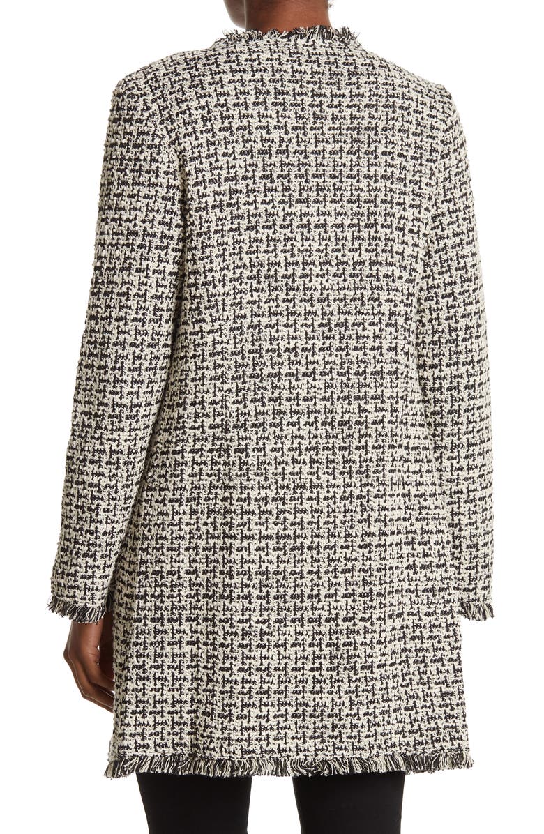 Laundry by Shelli Segal Boucle Knit Textured Fringe Trim Jacket, Alternate, color, 