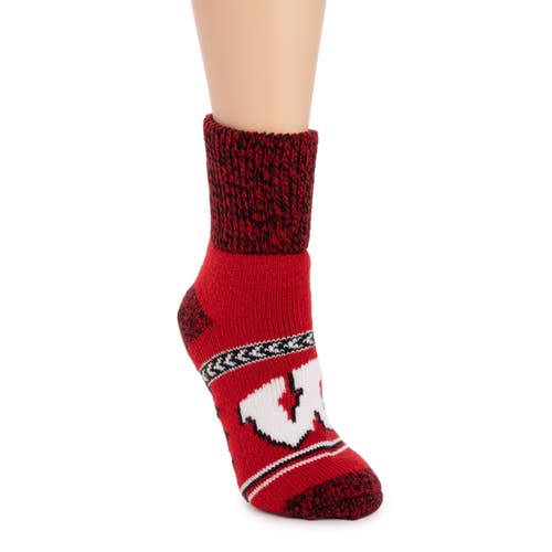Muk Luks Gameday Unixex Short Heat Retainer Socks In Red