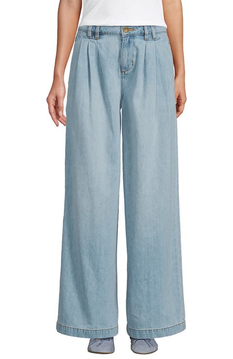 Lightweight Denim Mid Rise Pleated Slouchy Jeans
