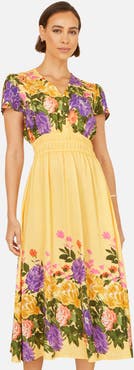 Yumi Floral Mirror Print Midi Dress