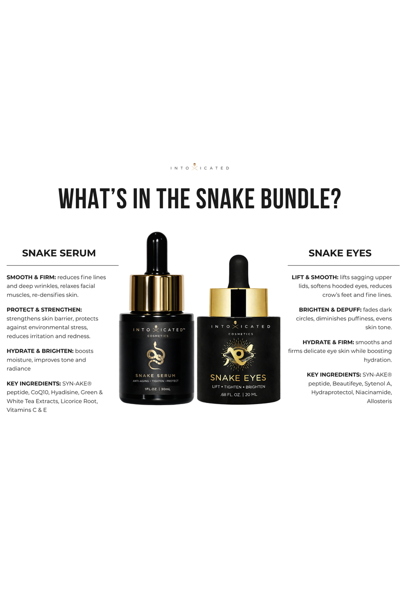 Snake Bundle (Snake Serum & Snake Eyes Eye Serum) |  Anti-Aging Formulas with Vegan Snake Peptides | Lifting Formula for Daily Moisture and Eye Contour, Alternate, color, None