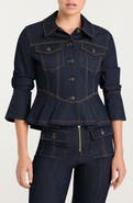 Cinq à Sept Seraphine Scrunched Peplum Denim Jacket