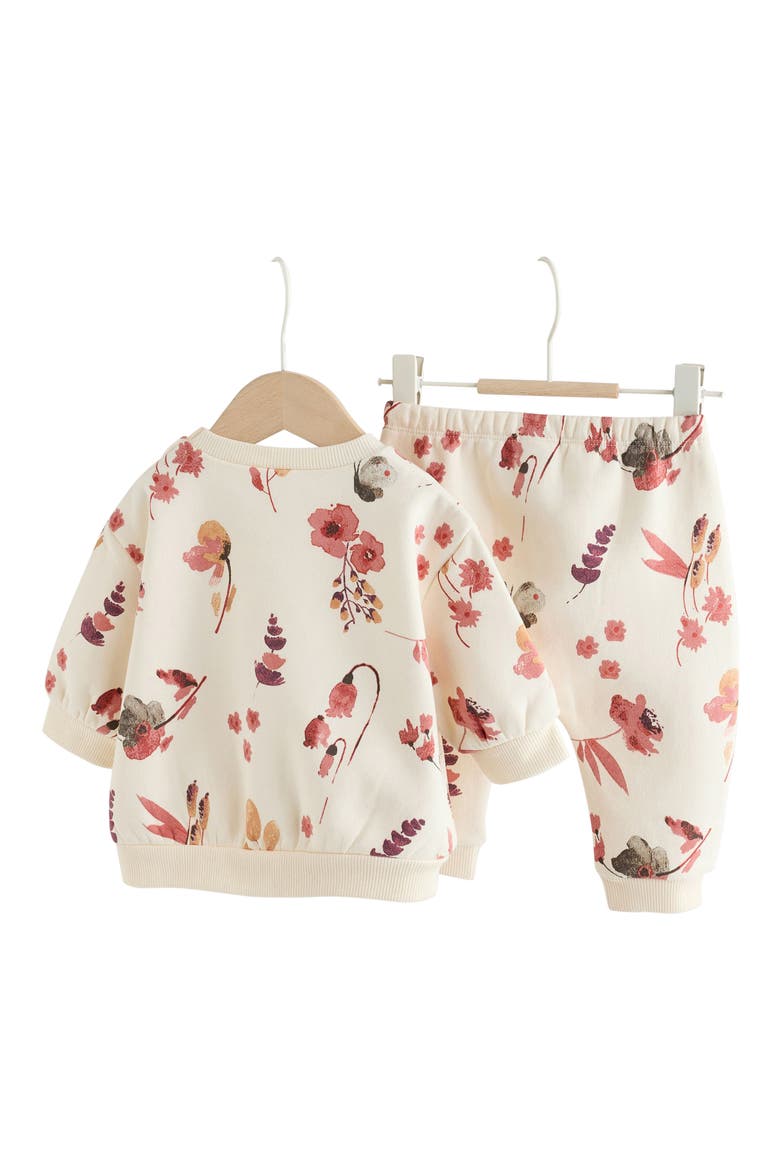 Kids' Watercolor Floral 2-Piece Sweat Set, Alternate, color, NEUTRAL