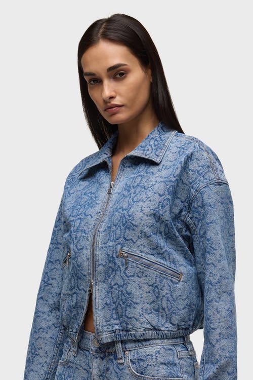 Hudson Jeans Cropped Zip Up Jacket In Blue