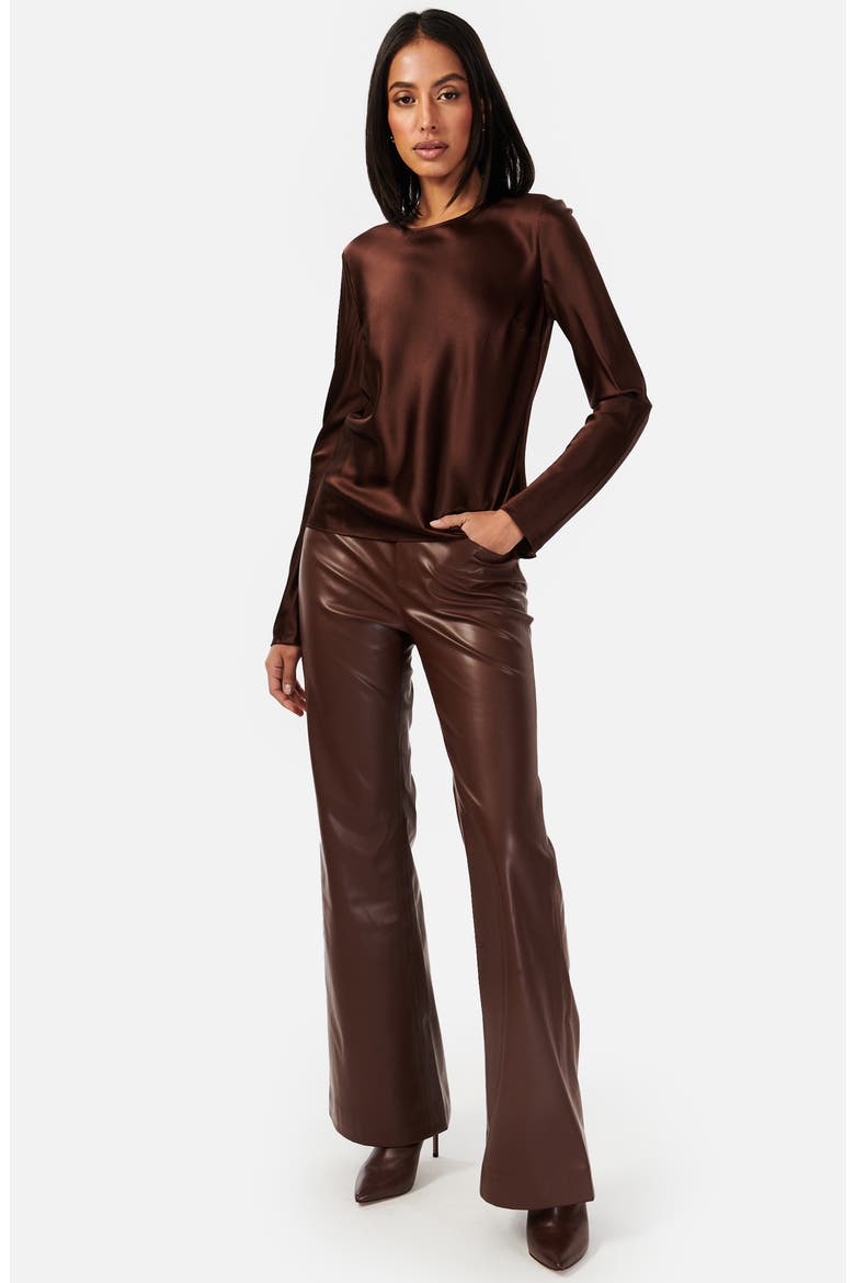 Shireen Stretch Silk Charmeuse Top, Alternate, color, JAVA