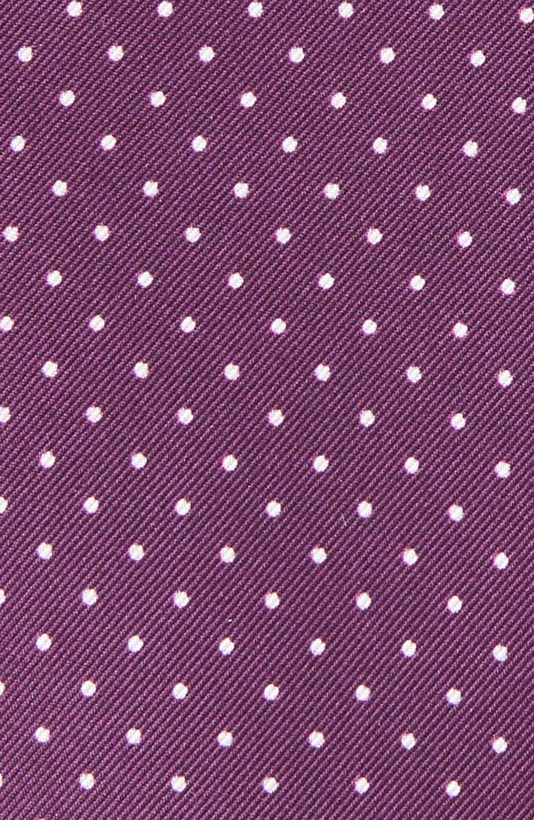 CLIFTON WILSON Plum & White Neat Dot Silk Pocket Square, Alternate, color, Plum
