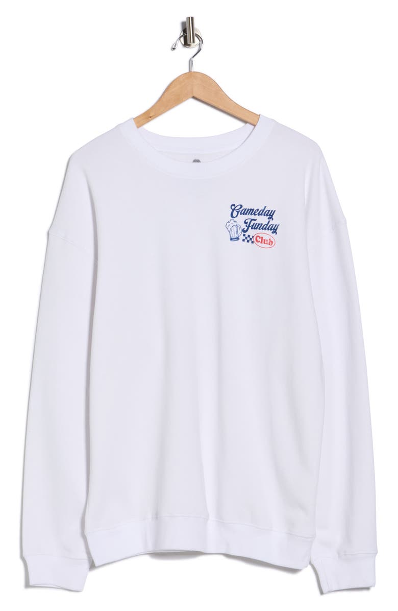 Goodie Two Sleeves Game Day Fun Day Crewneck Graphic Sweatshirt, Alternate, color, White